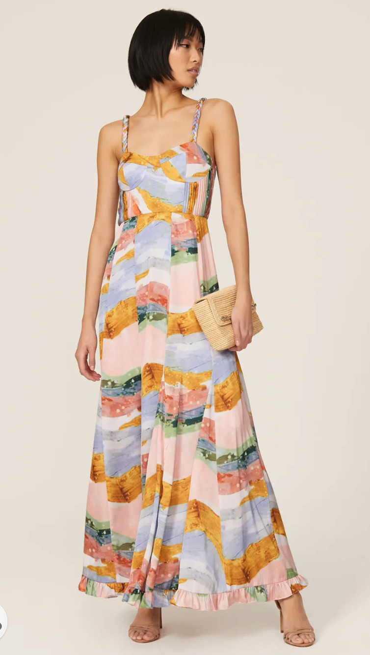Hutch Pastel Striped Satin Shyla Gown Size 2